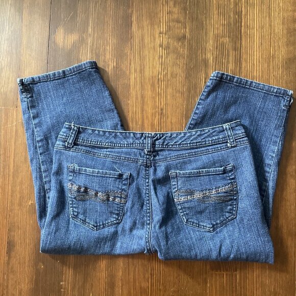 Style&co. Pants - Style & Co. Petite Jeans Womens Size 14P Tummy Control Capri Zip Fly Bedazzled